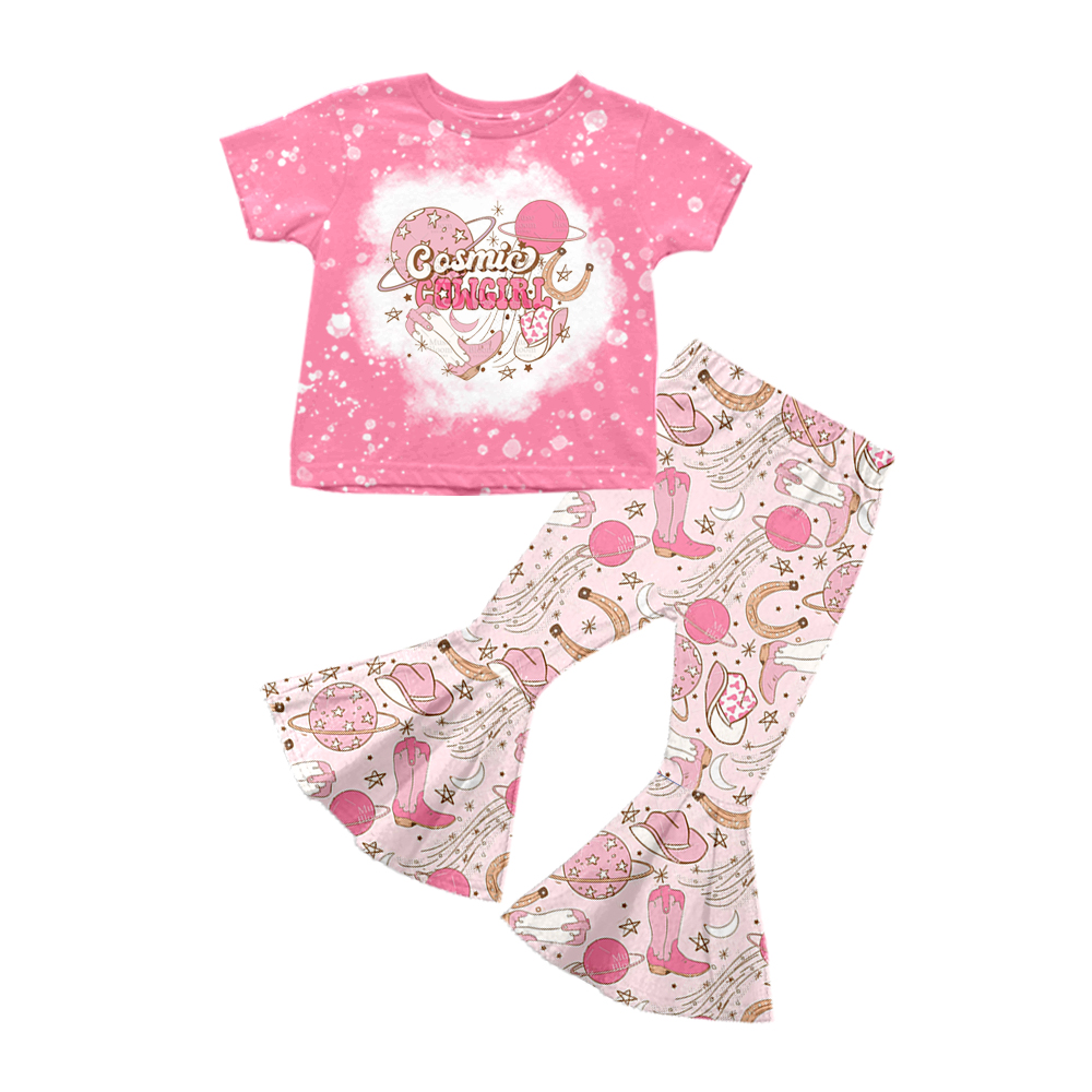 GSPO0857 cosmic cowgirl boots pink short-sleeved trouser suit