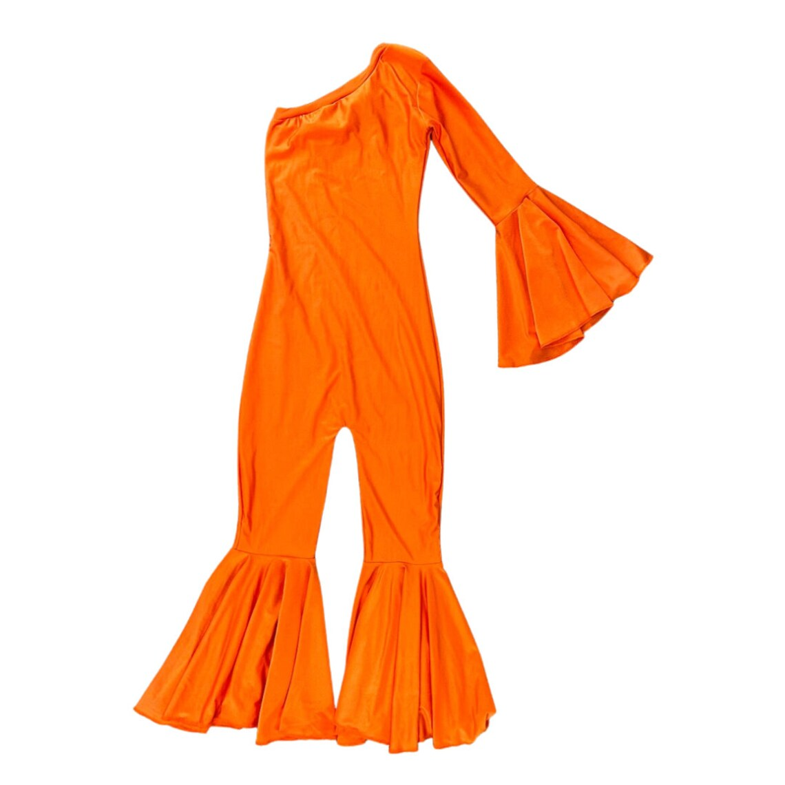 Orange One Shoulder Long Sleeve Bodysuit