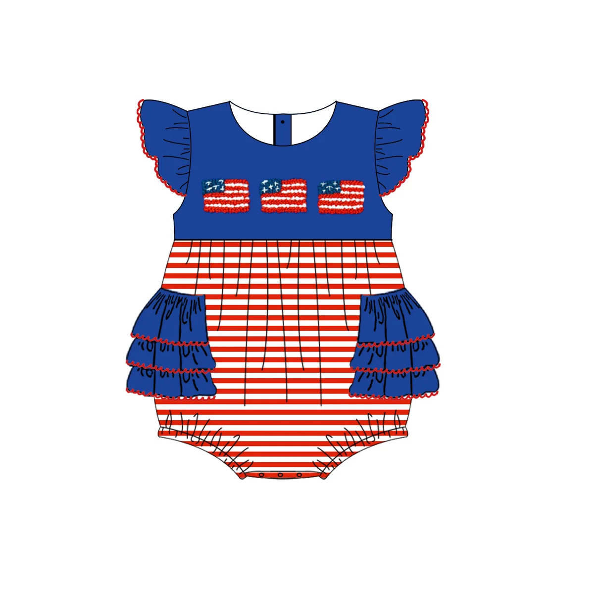 Summer Flag Girls Romper Suit