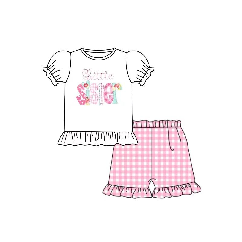 sister white top with shorts outfits
