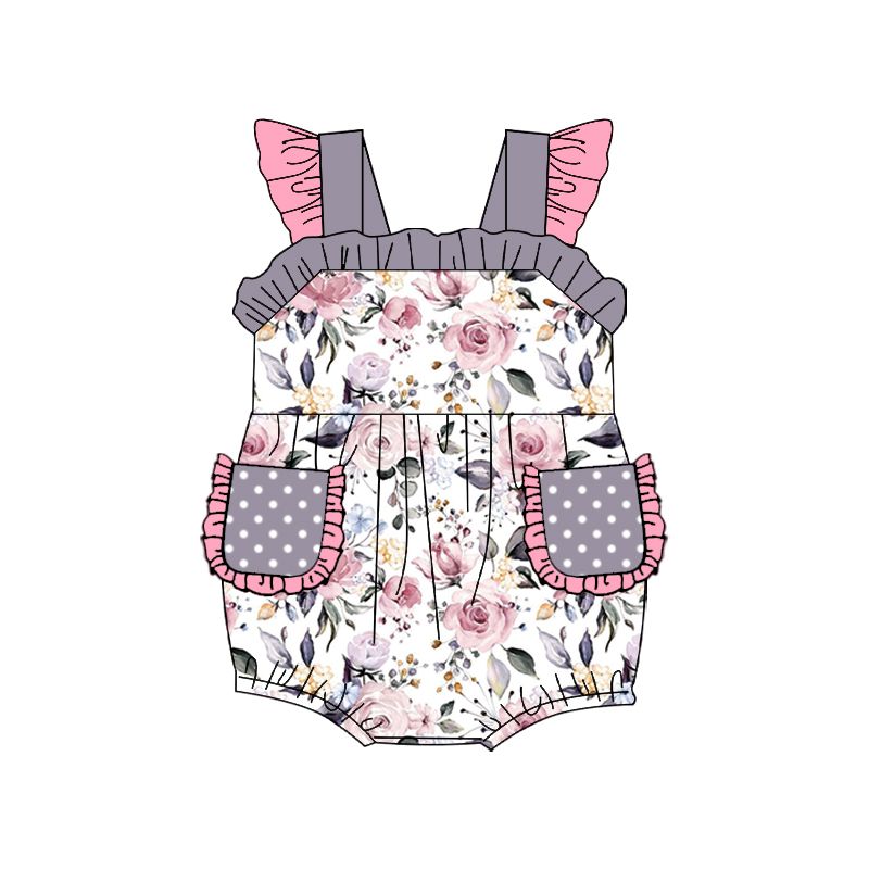 Summer flower pocket romper