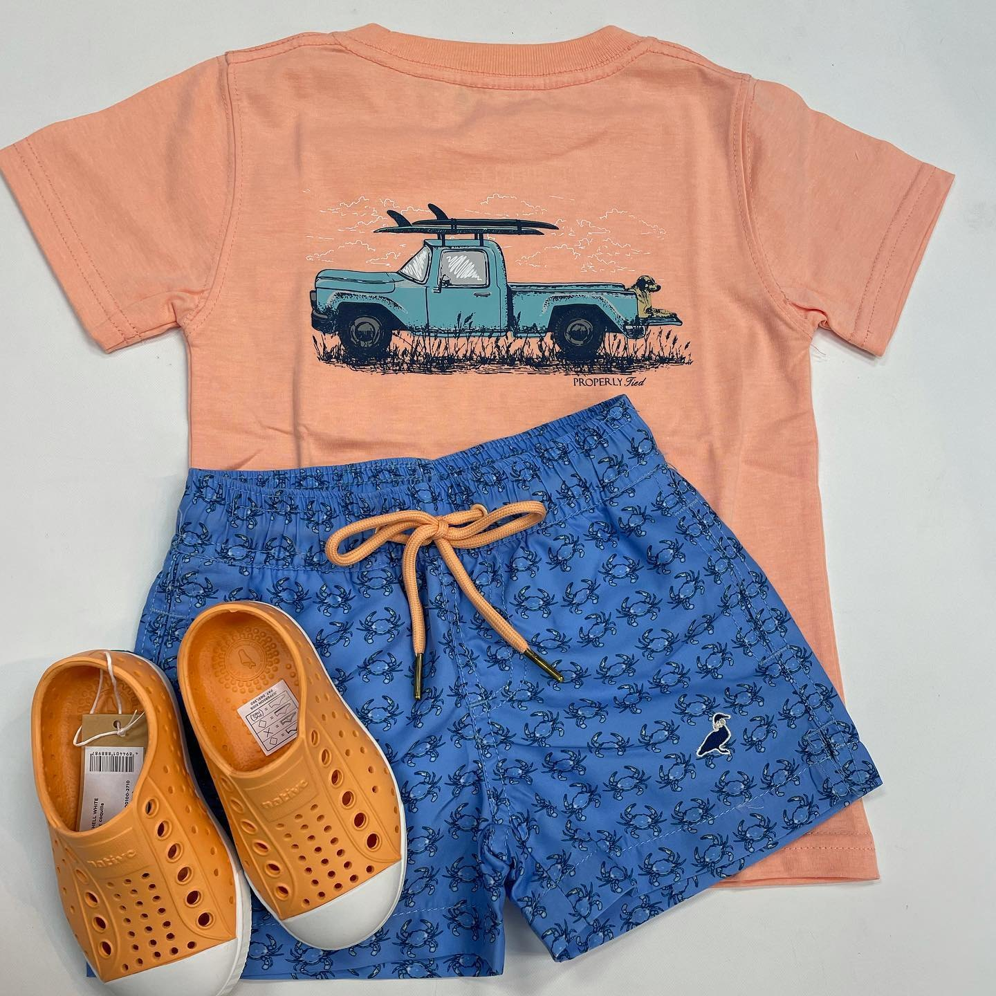 truck orange boy suit