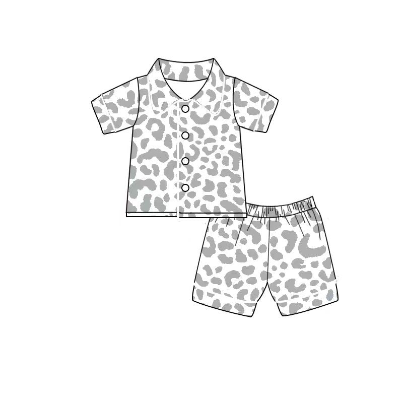Off-White Leopard Short Sleeve Shorts Set