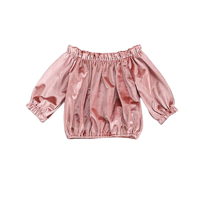 Pink Gold Velvet Off Shoulder Top