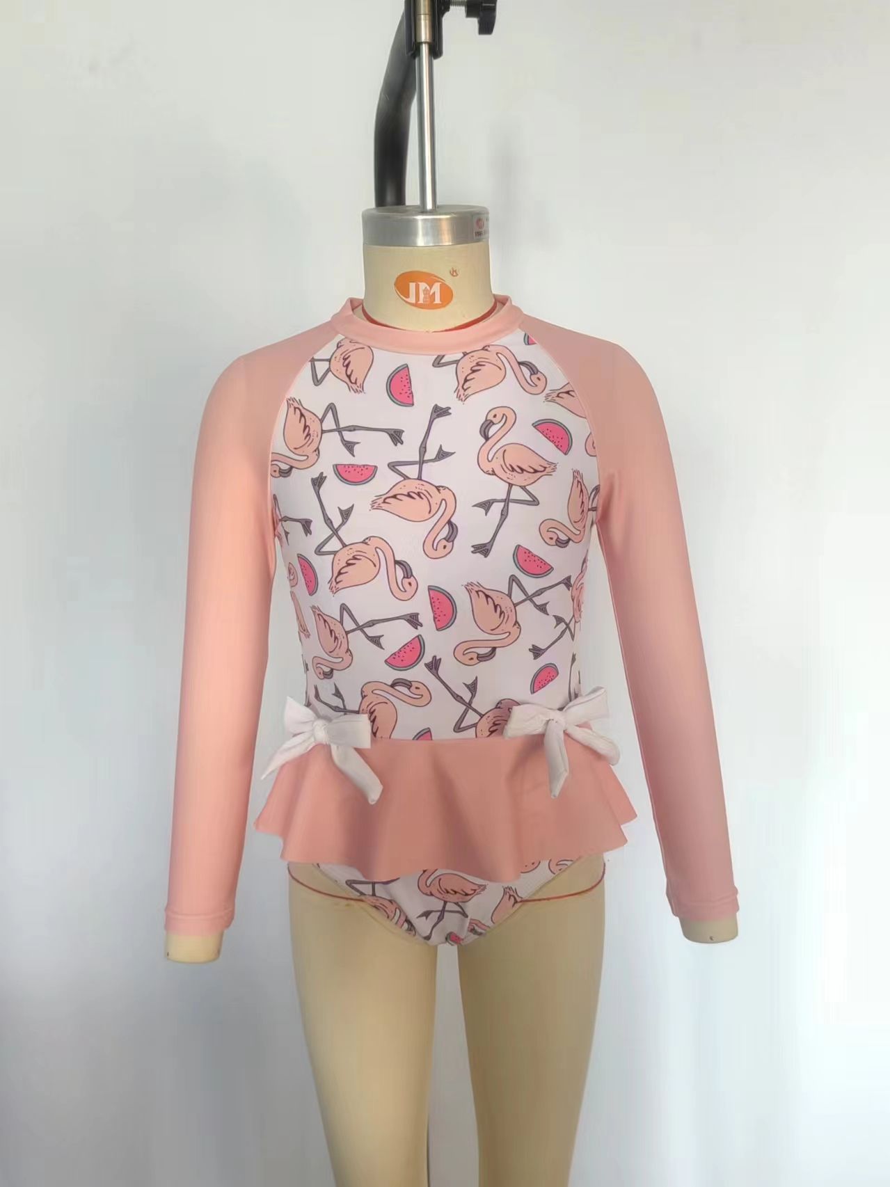 Red Crowned Crane Long Sleeve Swimsuit