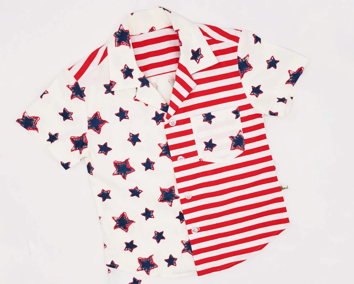 Stripes, flags, star boys' tops