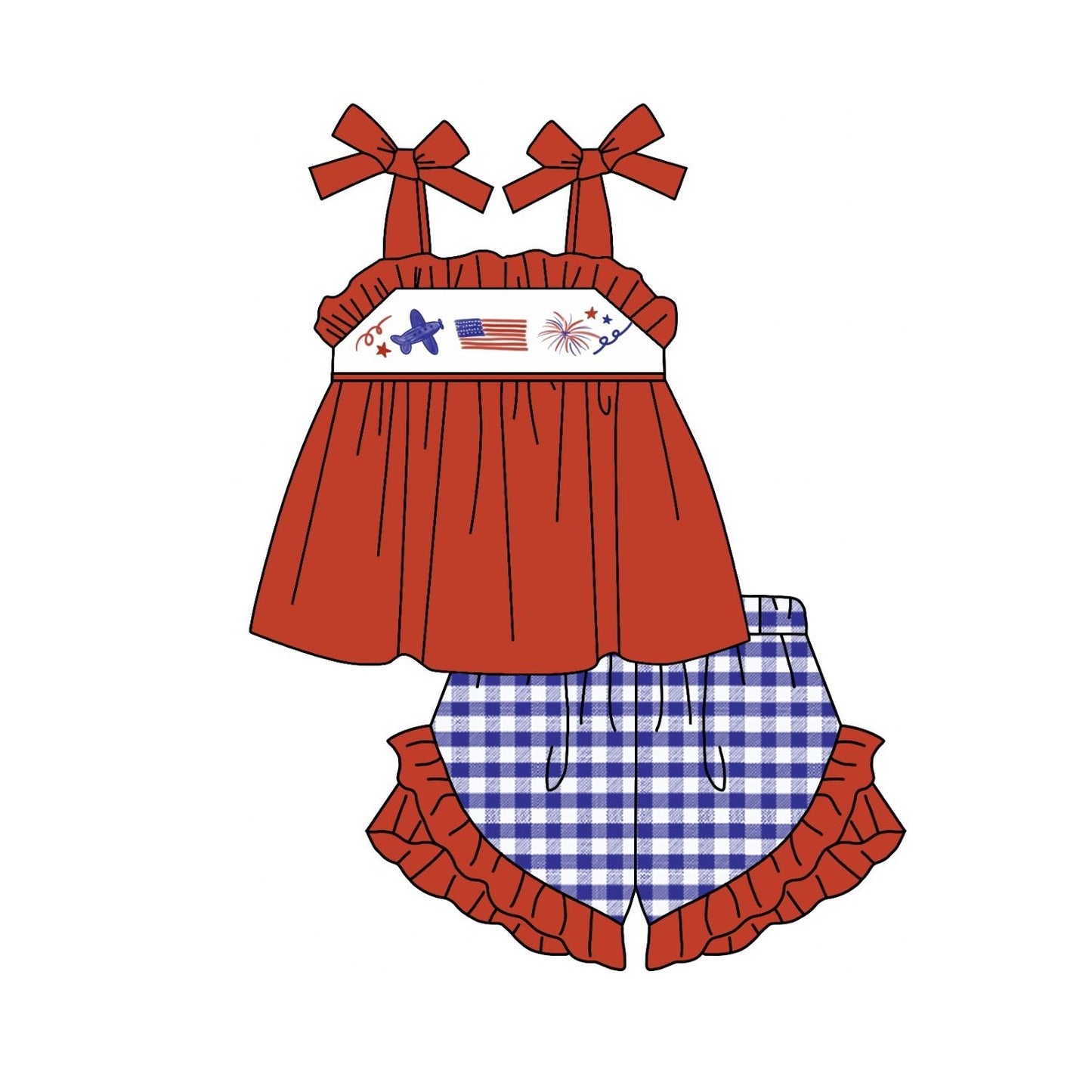 Flag red suspender set