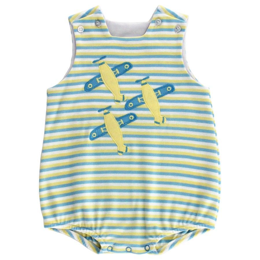 summer airplane boy's rompers
