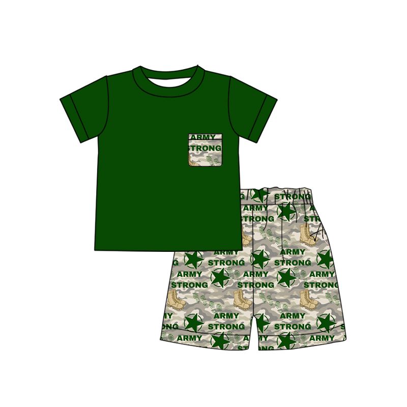 Green five-pointed star cotton suit
