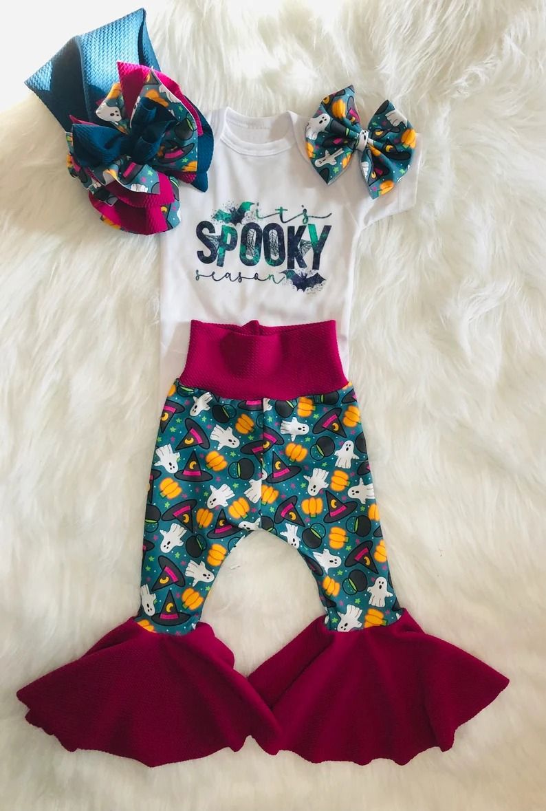 spooky alphabet white short sleeve spooky pumpkin hat pant suit