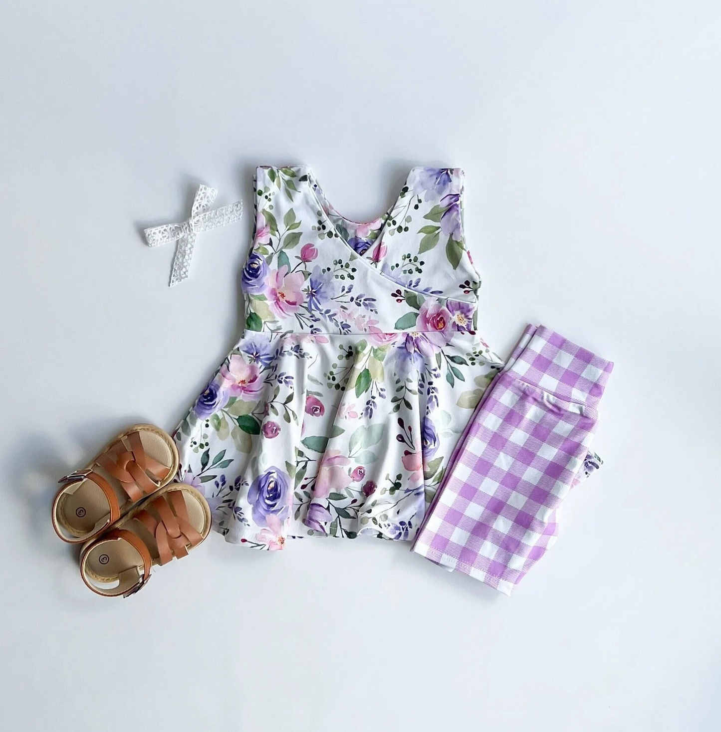 Floral Plaid Girls Suit