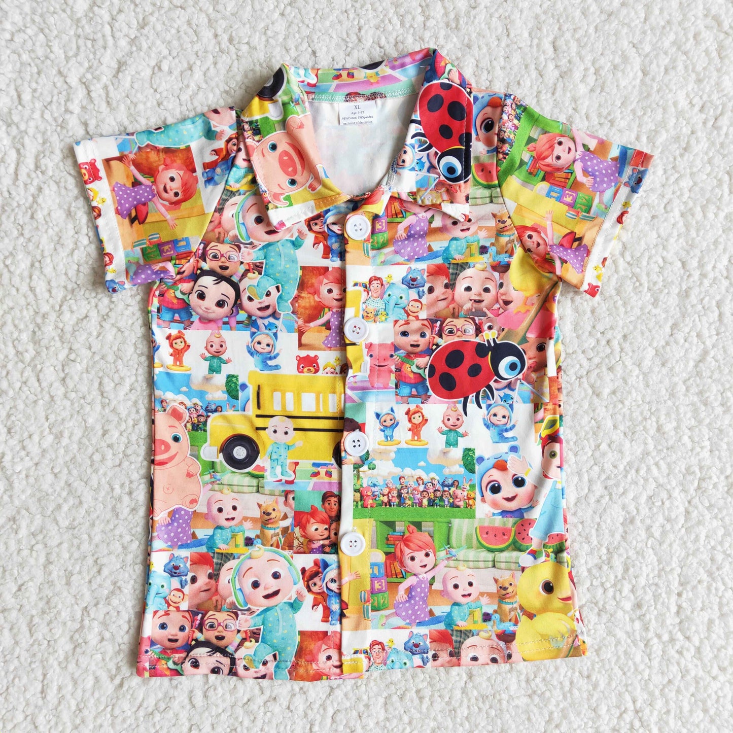 B1-30 Cute Clothes Button Short Sleeve Top