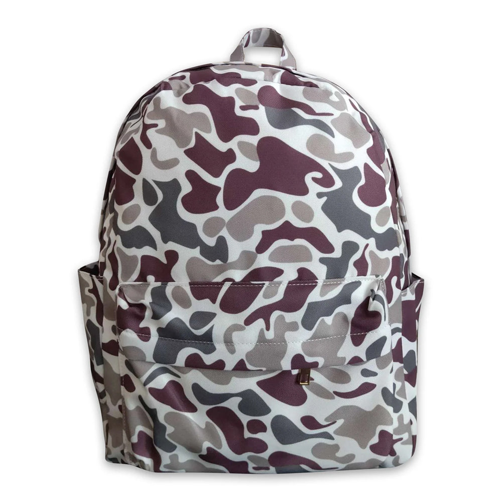 RTS NO MOQ Sibling milk silk Baby Kids Camo Hunting Print Backpacks Bags Boxes