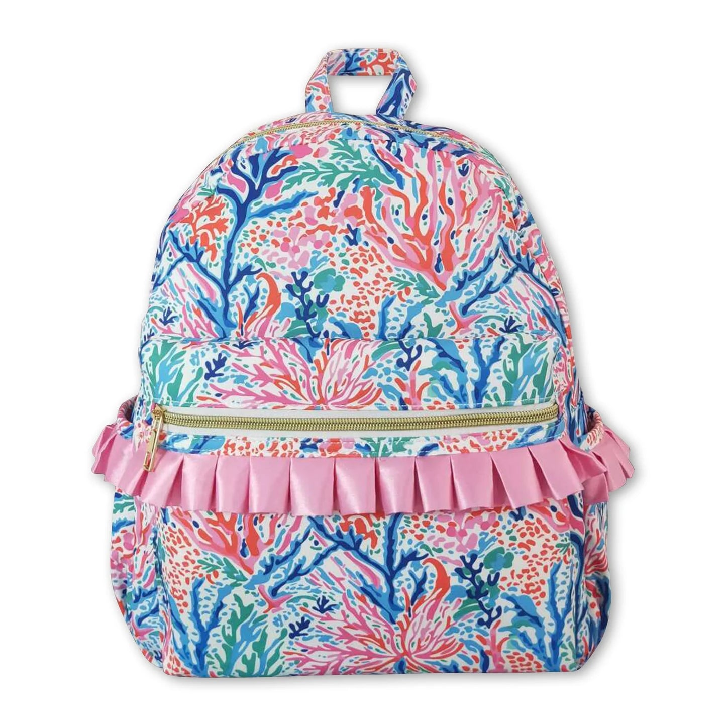 RTS NO MOQ Sibling milk silk Baby Girls Floral Print Adjustable Strap Lightweight Backpack Bags