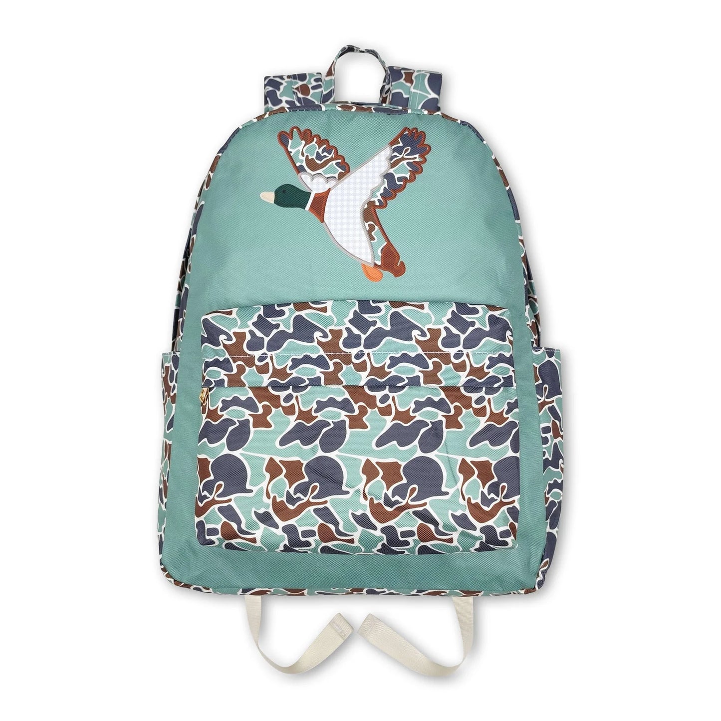 RTS NO MOQ Sibling milk silk Baby Kids Camo Ducks Print Zipper Closure Adjustable Strap Lightweight Backpack Bags Lunch Dinner Picnic Boxes