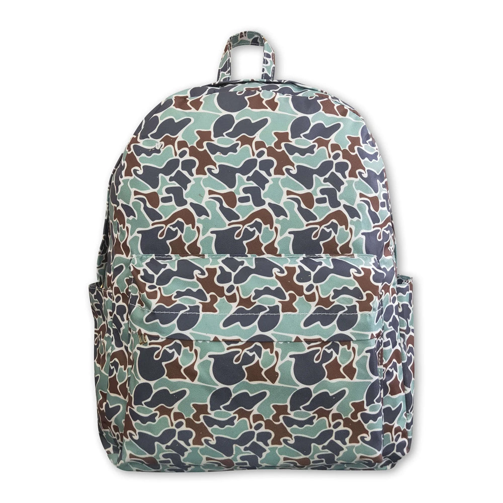RTS NO MOQ Sibling Bags Baby Kids Camo Print Zip Pocket Backpack Back To School Bag