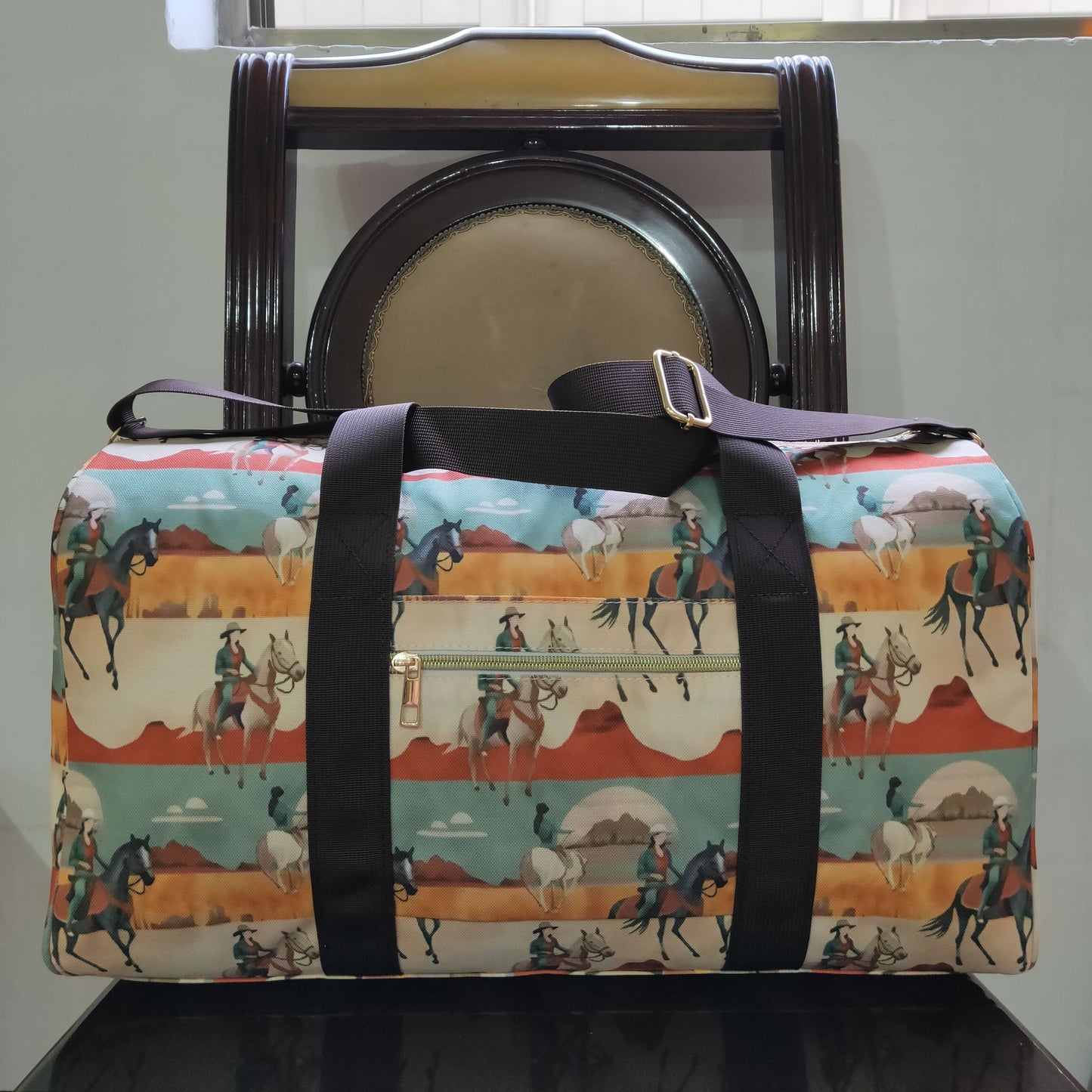 RTS NO MOQ(In Stock) Horseback riding desert beige green gym bag