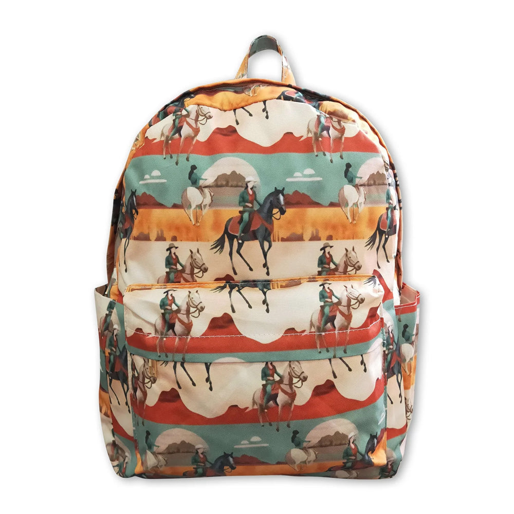 RTS NO MOQ Sibling milk silk Baby Kids Western Horse Rodeo Cowboy Backpacks Bags