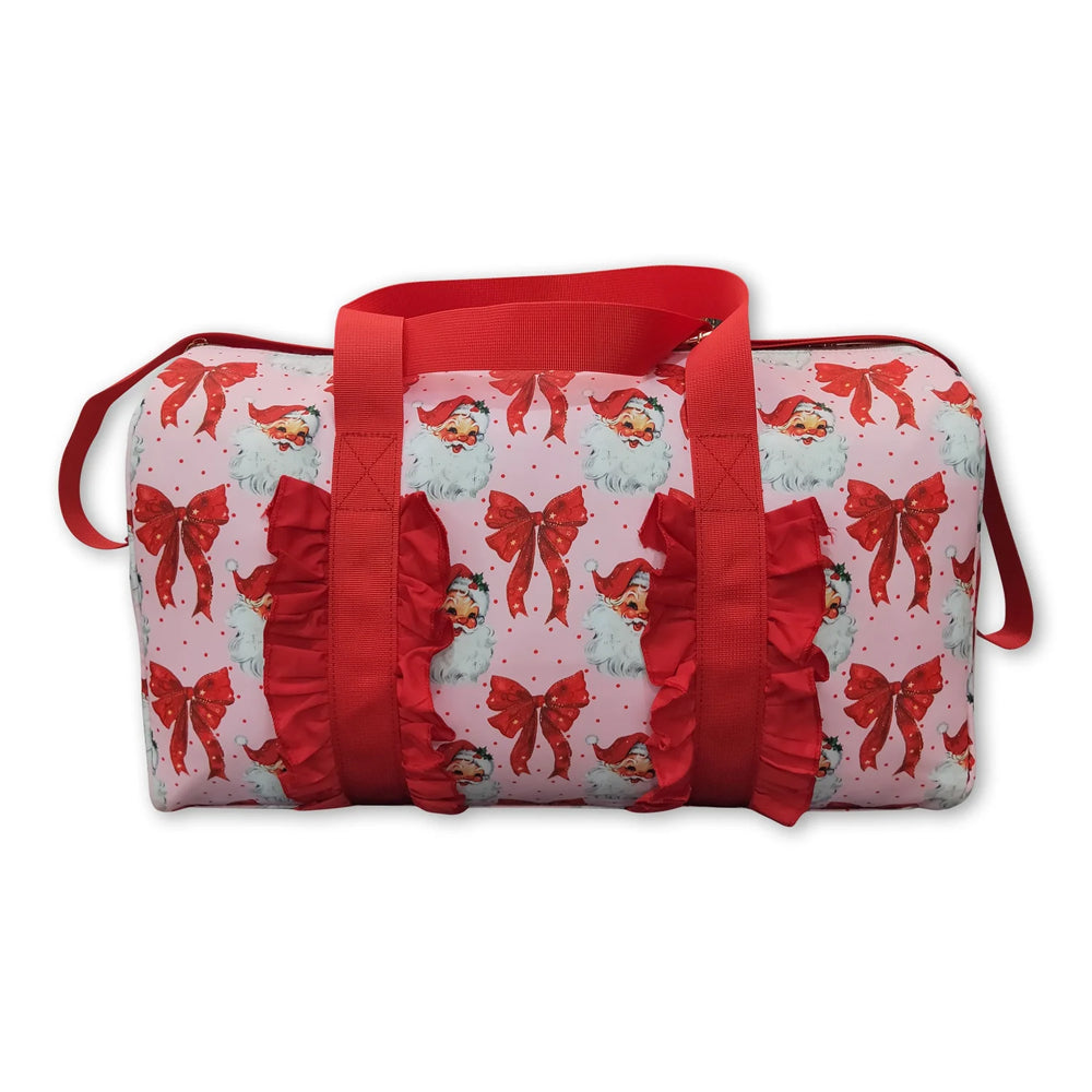 RTS NO MOQ Sibling Bags Adult Women Lavender Floral Butterfly Print Ruffle Trim Gym Bag