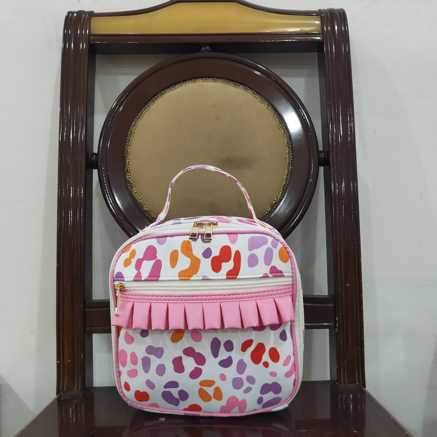 RTS NO MOQ(In Stock ) BA0309 Pink and purple leopard print lace lunch bag