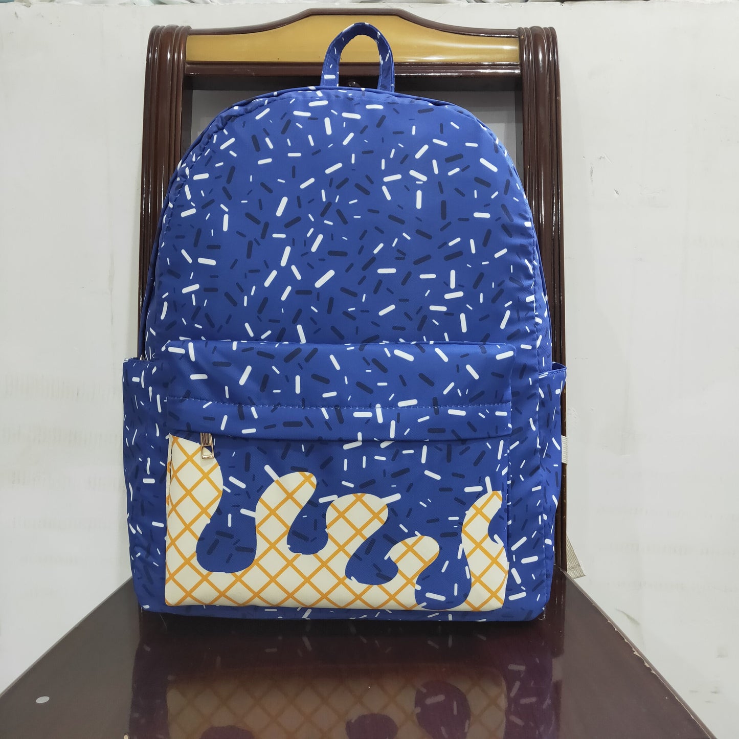 RTS NO MOQ(In Stock) BA0340 Waffle Ice Cream Royal Blue Backpack
