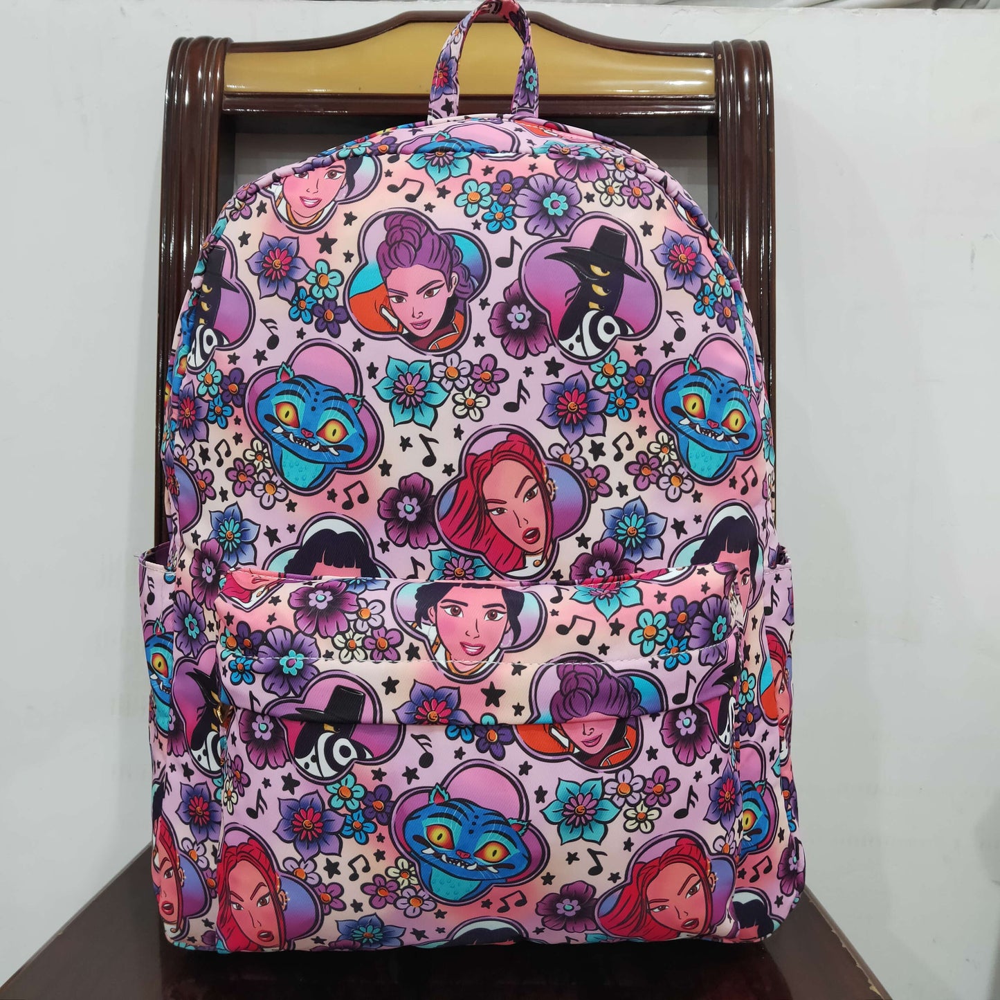 RTS NO MOQ BA0384 Kids Girls Floral Backpack Purple Trendy School Bag