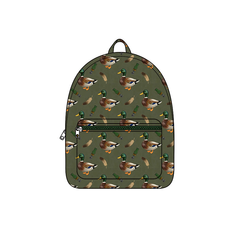 (Preorder new) No moq Baby Kids Green Duck Print Backpack Duffle Bag Insulated Lunch Box