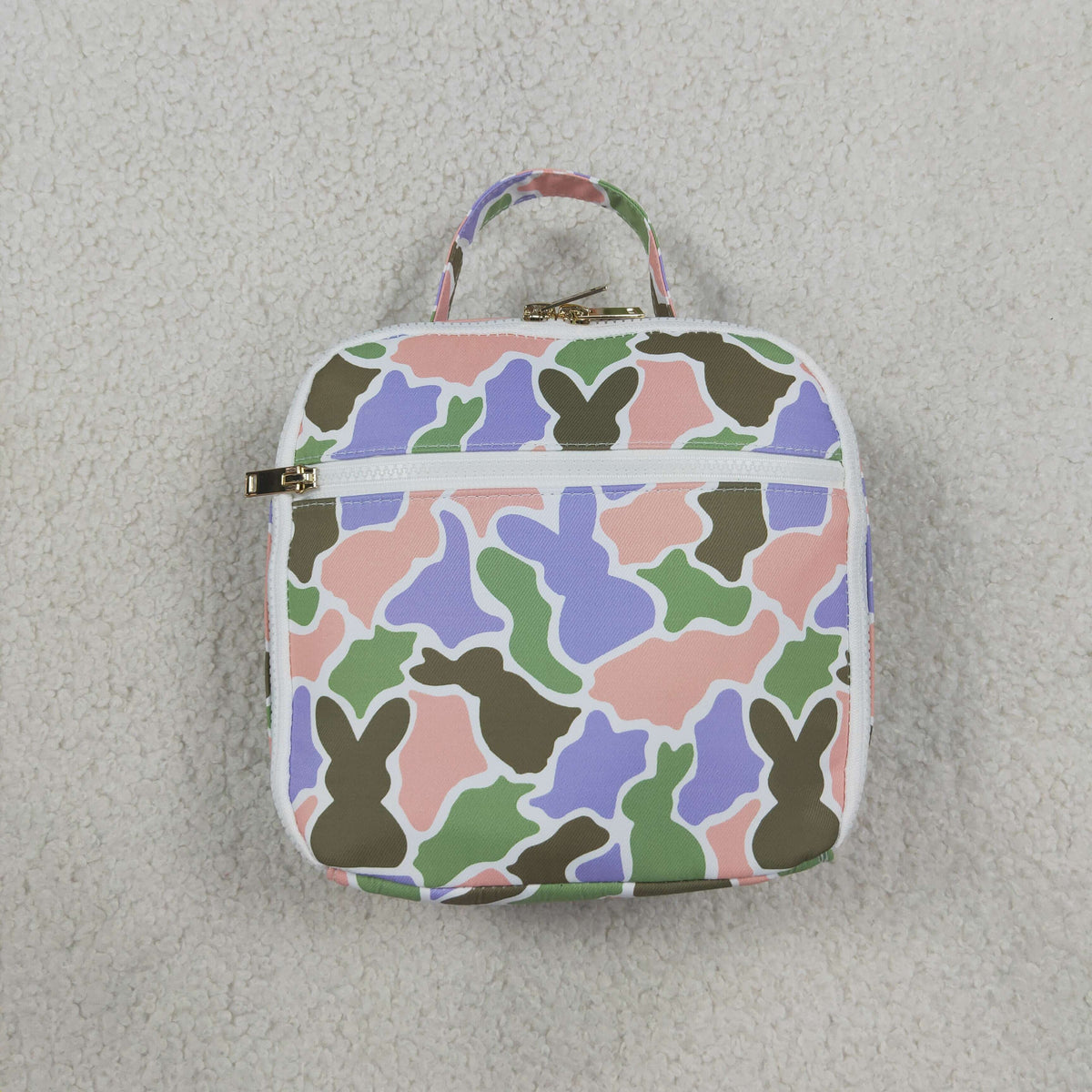 NEW RTS NO MOQ Bag BA0463 Baby Kids Rabbits Camo Easter Zipper School Lunch Boxes