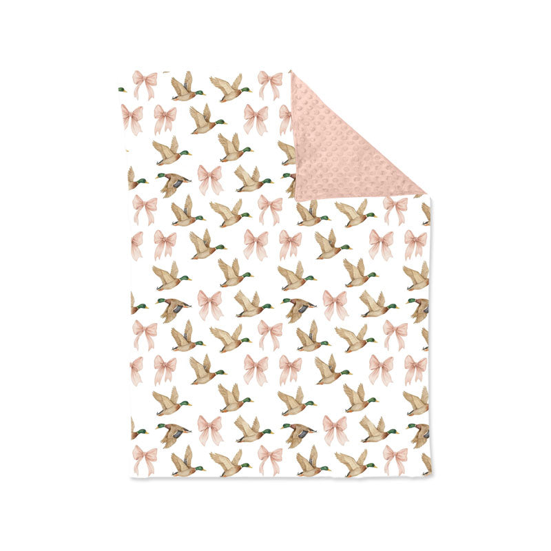 (Preorder new) No moq BL0248 Baby Pink Bow Duck Print Blankets