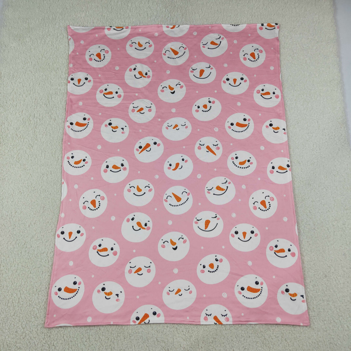 NEW RTS NO MOQ Blankets BL0266 Baby Kids Pink Snowmen Christmas Holiday Blanket