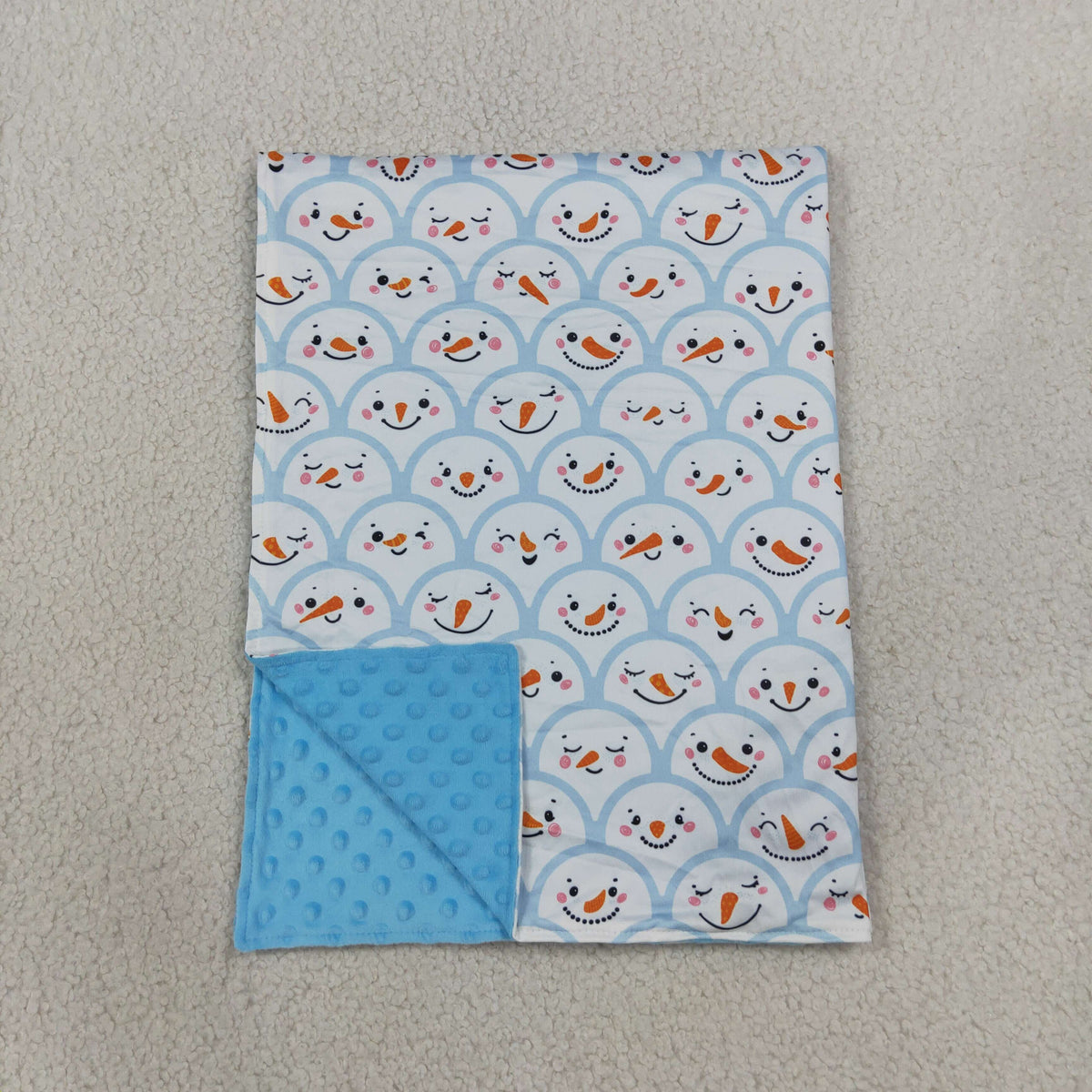NEW RTS NO MOQ Blankets BL0267 Baby Kids Blue Snowmen Checked Christmas Blanket