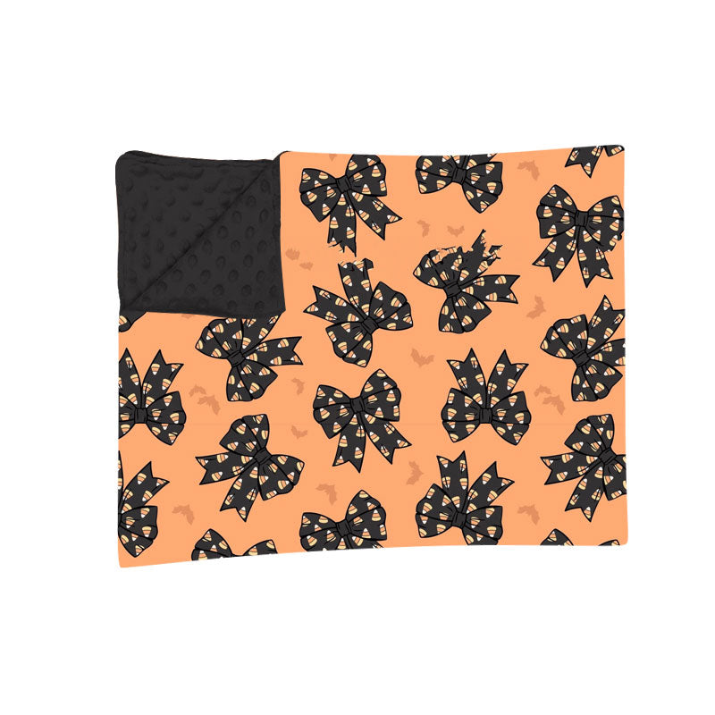 (Preorder new) No moq Baby Girls Orange Halloween Bow Print Long Sleeve Ruffle Top Ruffle Pant Pajamas Set Dress Rompers Blankets