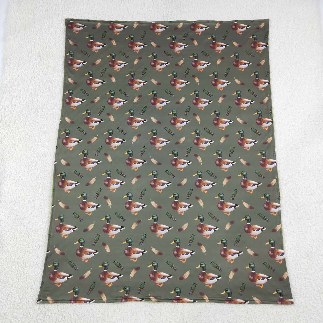 NEW RTS NO MOQ Blankets BL0287 Baby Kids Green Ducks Calls Hunting Blanket