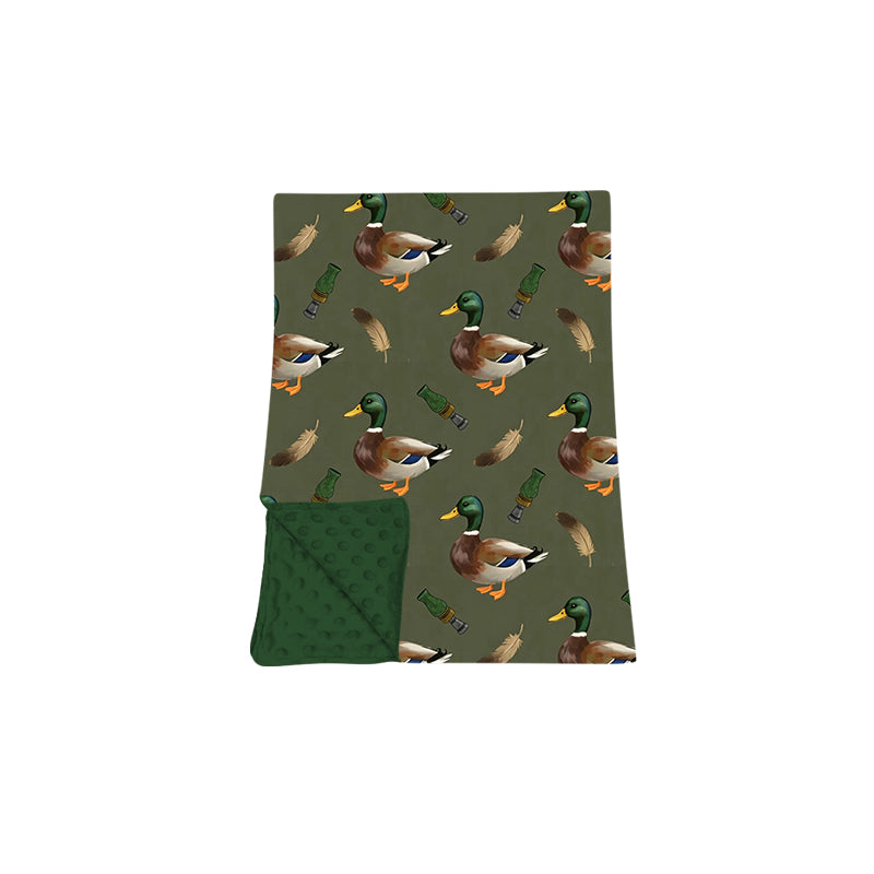(Preorder new) No moq Boys Hunting Green Duck Print Long Sleeve Matching Pajamas Set Romper Blankets