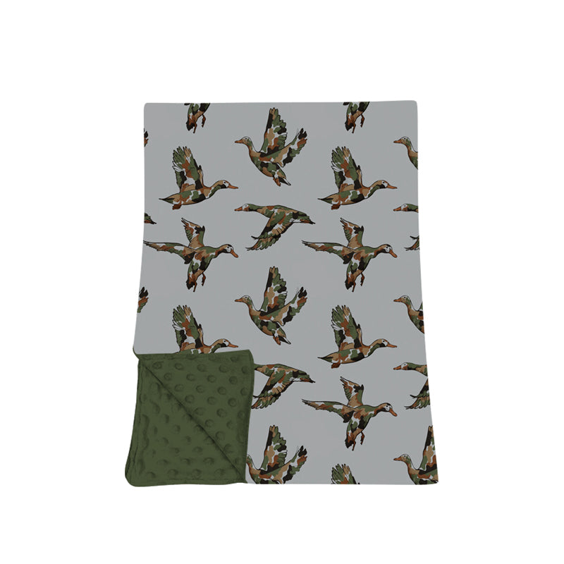 (Preorder new) No moq Boys Camo Ducks Hunting Print Long Sleeve Matching Pajamas Set Romper Blankets