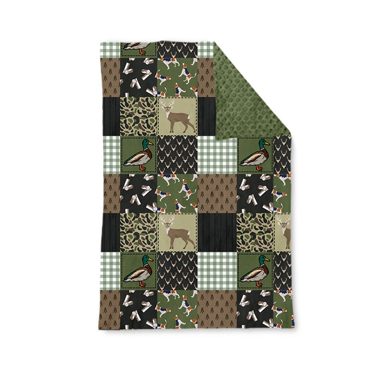 (Preorder new) No moq BL0297 Baby Kids Ducks Deer Camo Checked Hunting Blankets