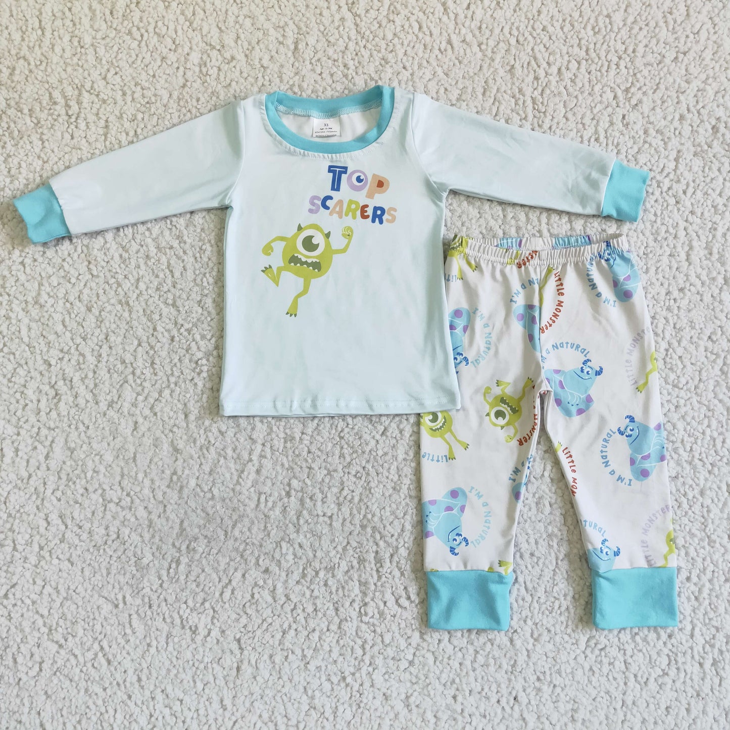 RTS NO MOQ(In Stock) Boys TOP One-Eyed Monster Long Sleeve Pants Suit