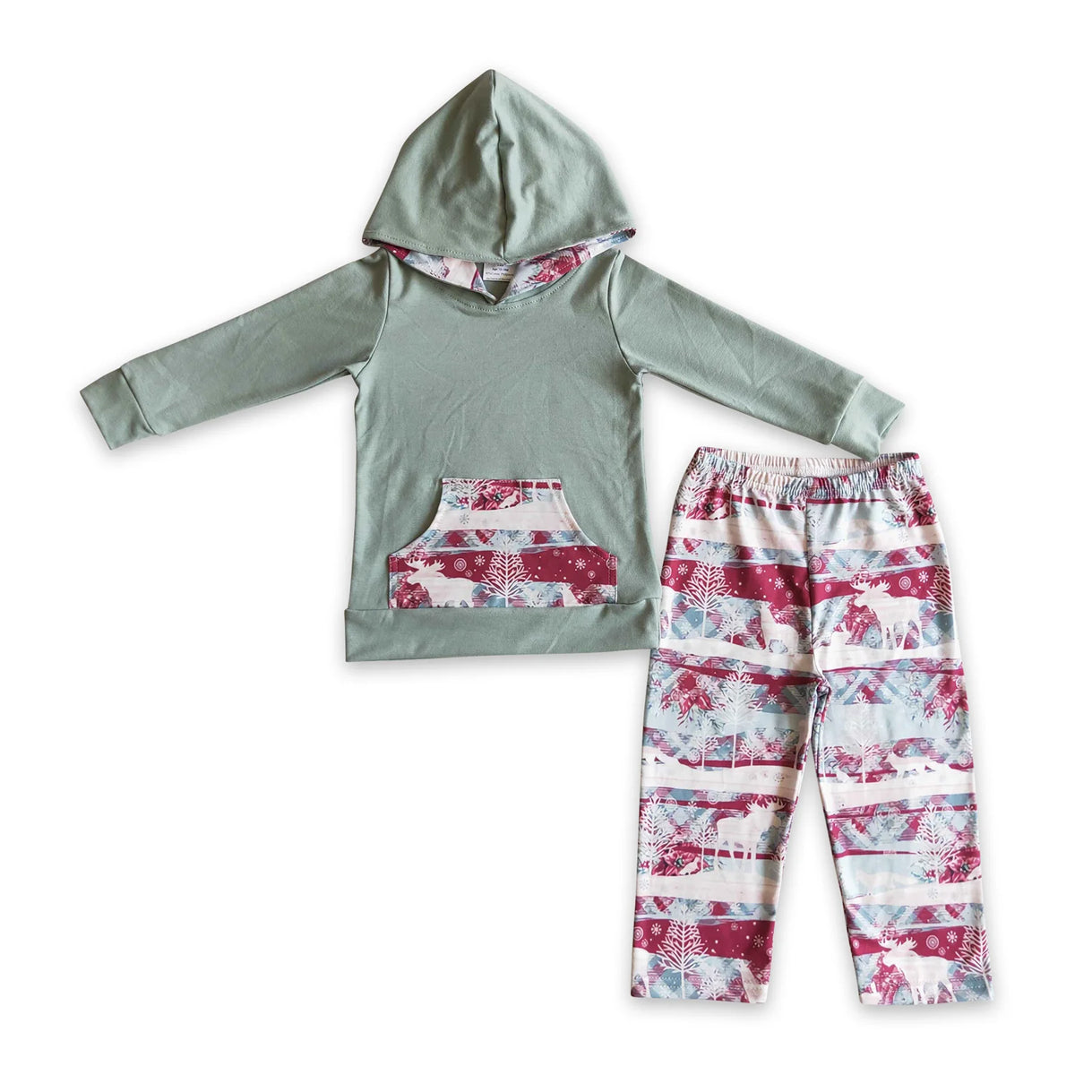 RTS NO MOQ Sibling baby boy clothes Christmas hooded Long Sleeve Hooded Suits