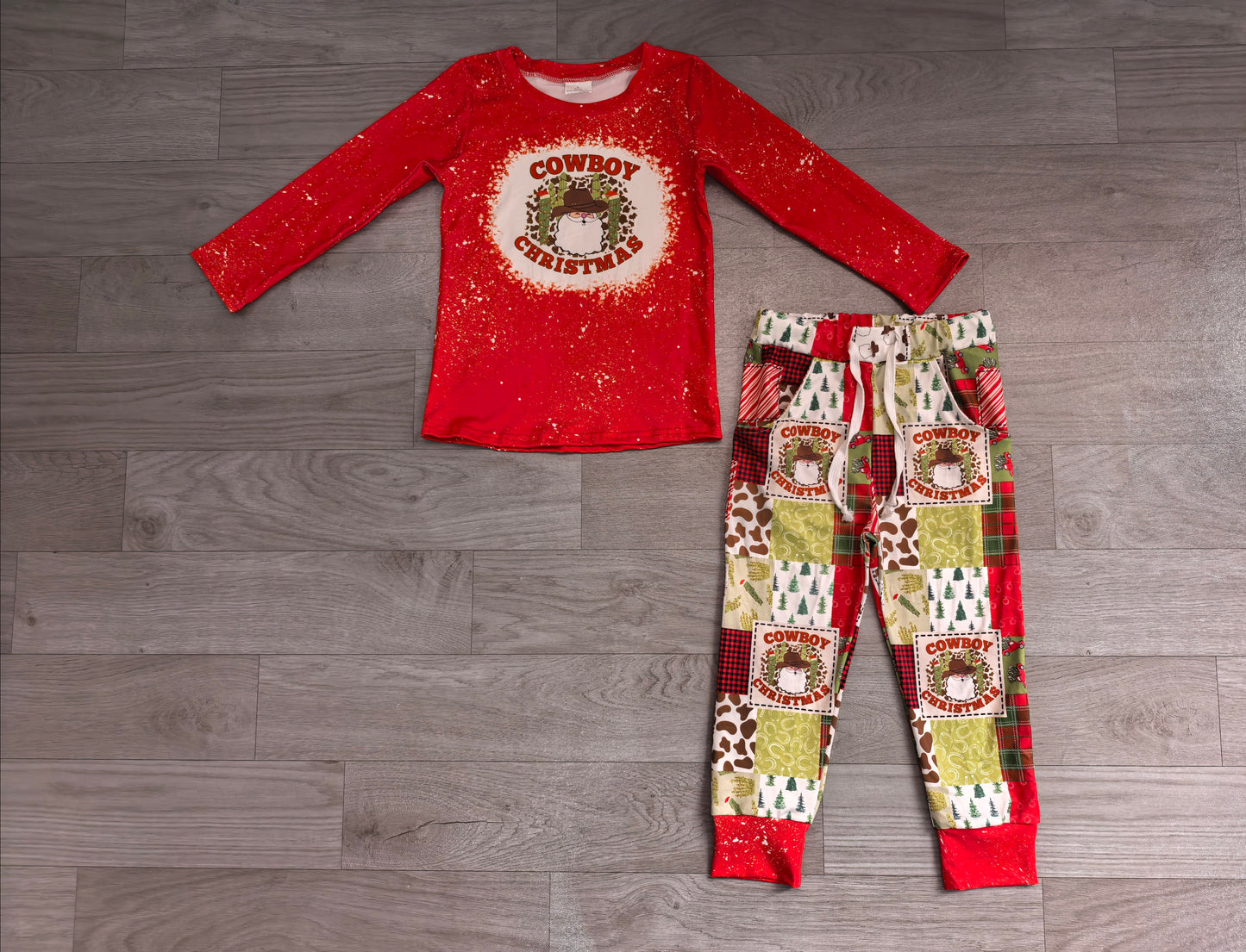 (Sample) No moq milk silk BLP0375 Baby Boys Cowboy Red Tops Pants Clothes Sets