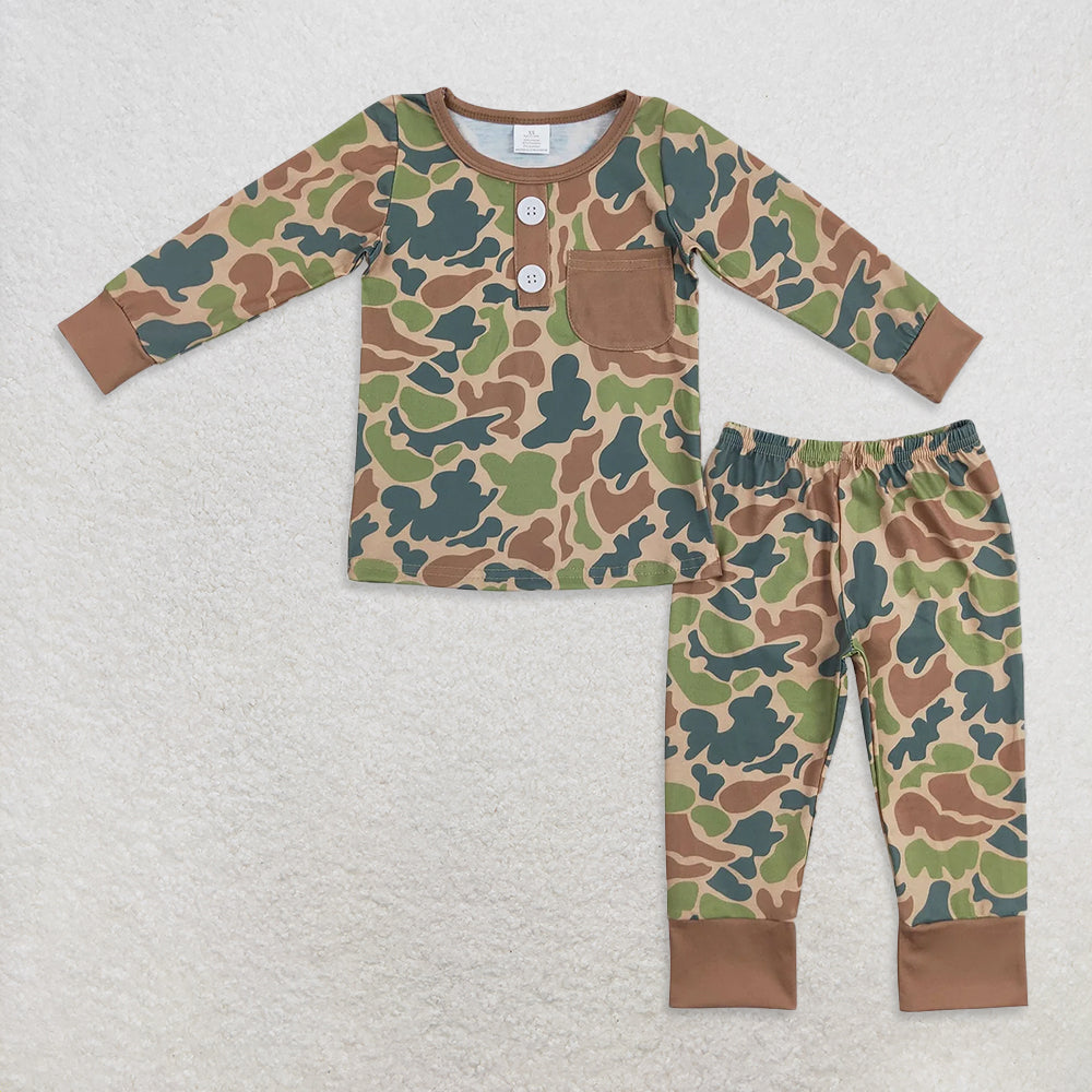 RTS NO MOQ Sibling Baby boy clothes modal Camouflage long sleeve Clothes Sets and romper