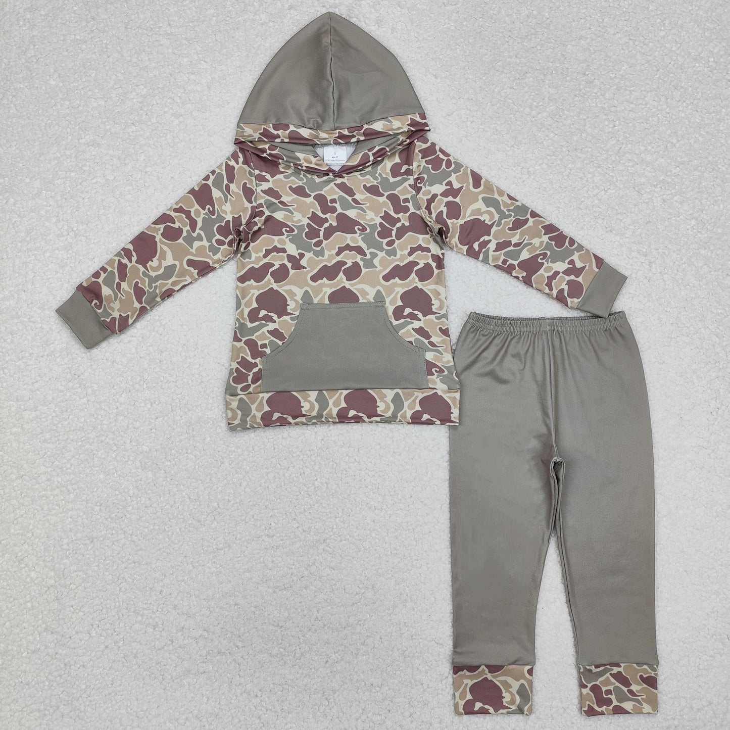 RTS NO MOQ(In Stock) BLP0960 Pocket camouflage brown and green hooded long-sleeved pants suit