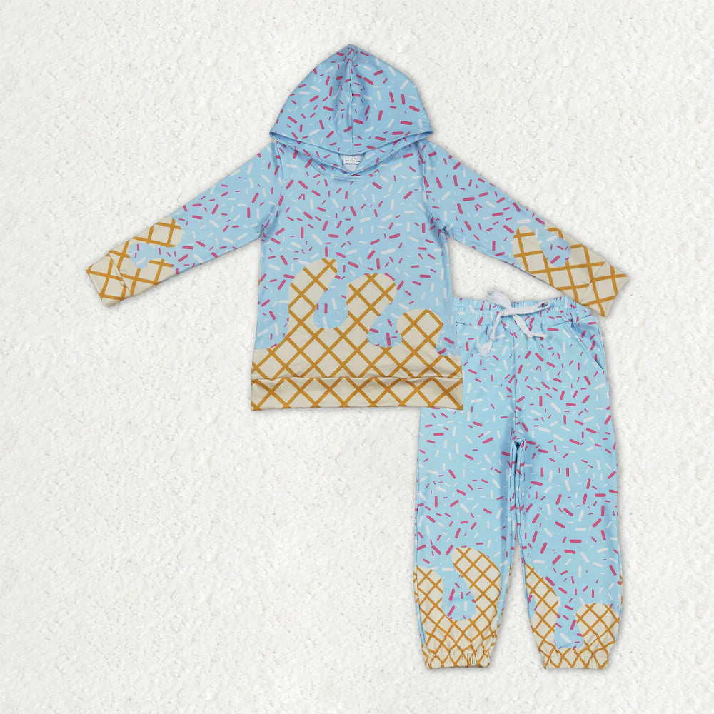 RTS NO MOQ Baby Boys Light Blue Sprinkles Drip Hoodies Yoga Jogger Pants Team Clothes Sets