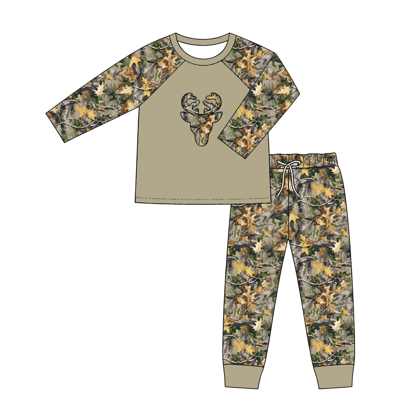 (Pre Order) No moq milk silk Baby Boys Camo Long Sleeve Top Pants Set