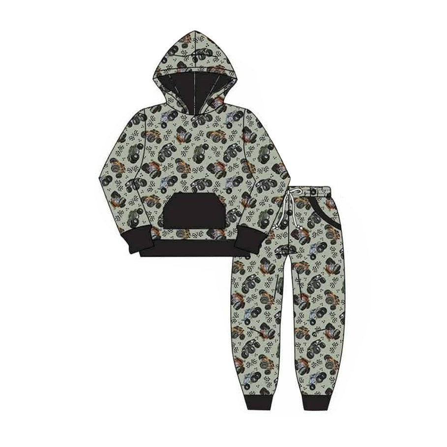 (Preorder new) No moq Baby Boys Camouflage Print Long Sleeve Hooded Sweatshirt Pockets Drawstring Waist Pocket Jogger Pants Set