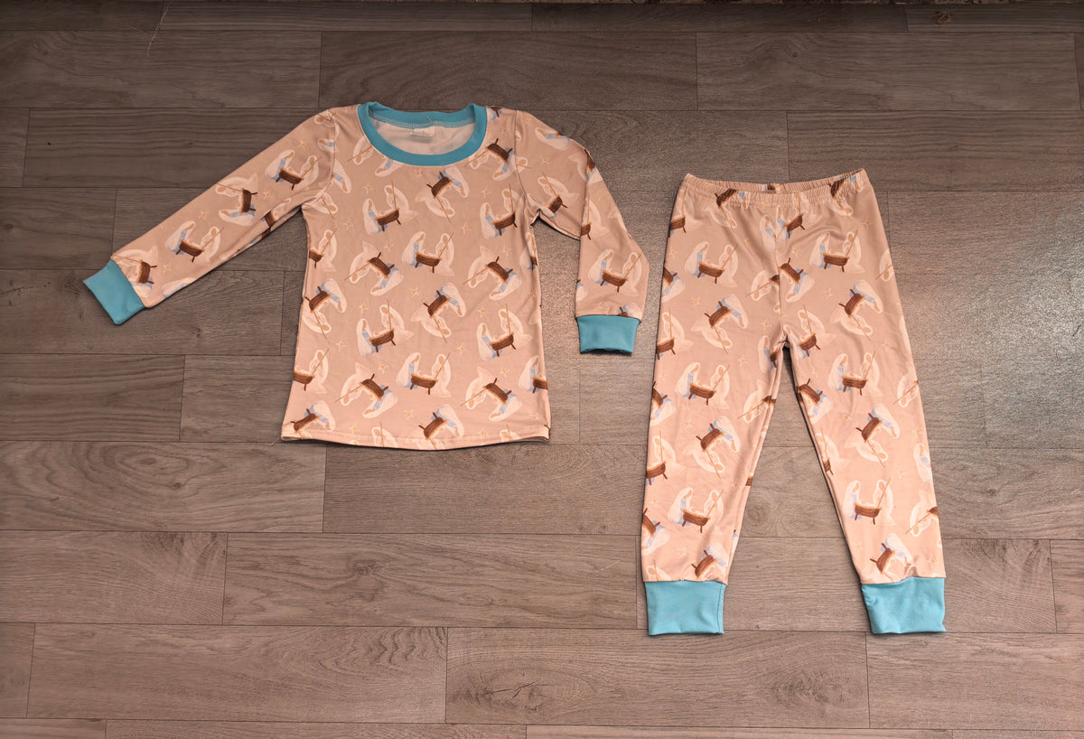 (Sample) No moq milk silk BLP1535 Baby Boys Long Sleeve Top Pant Pajamas Christmas Sets