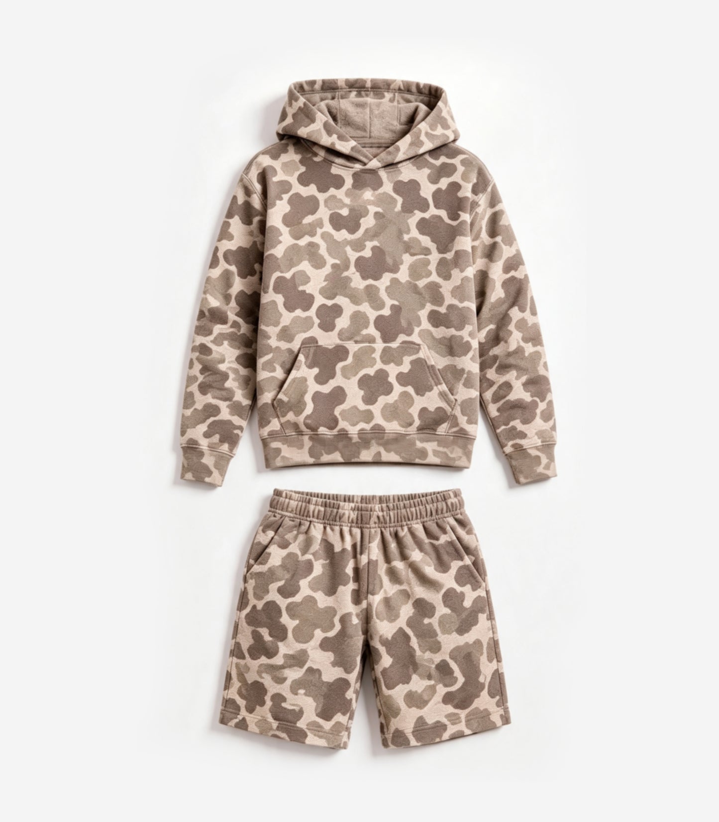 (Preorder new) No moq BLS0050 Kids Boys Camo Print Pullover Hoodie Casual Shorts Outfit