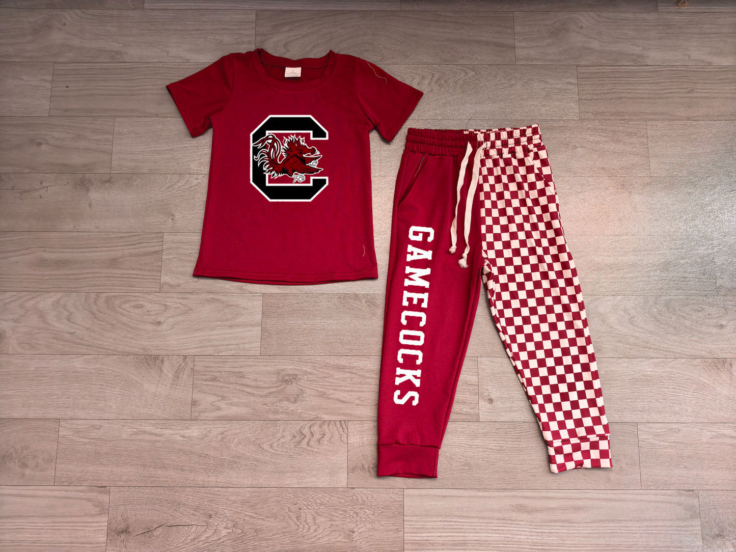 (Sample) No moq milk silk BSPO0701 Baby Boys Red Short Sleeve Shirt Top Pockets Joggers Team Sets