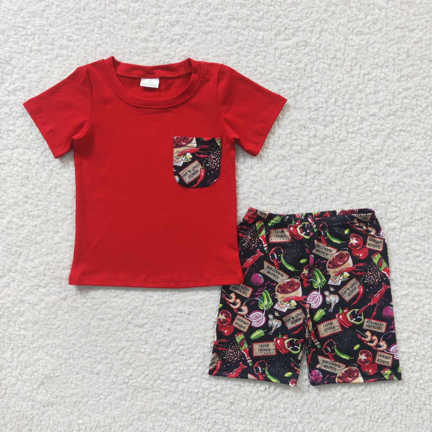 SALES NEW Little Boys Cute Lobster Printed Summer Daily Outfit
