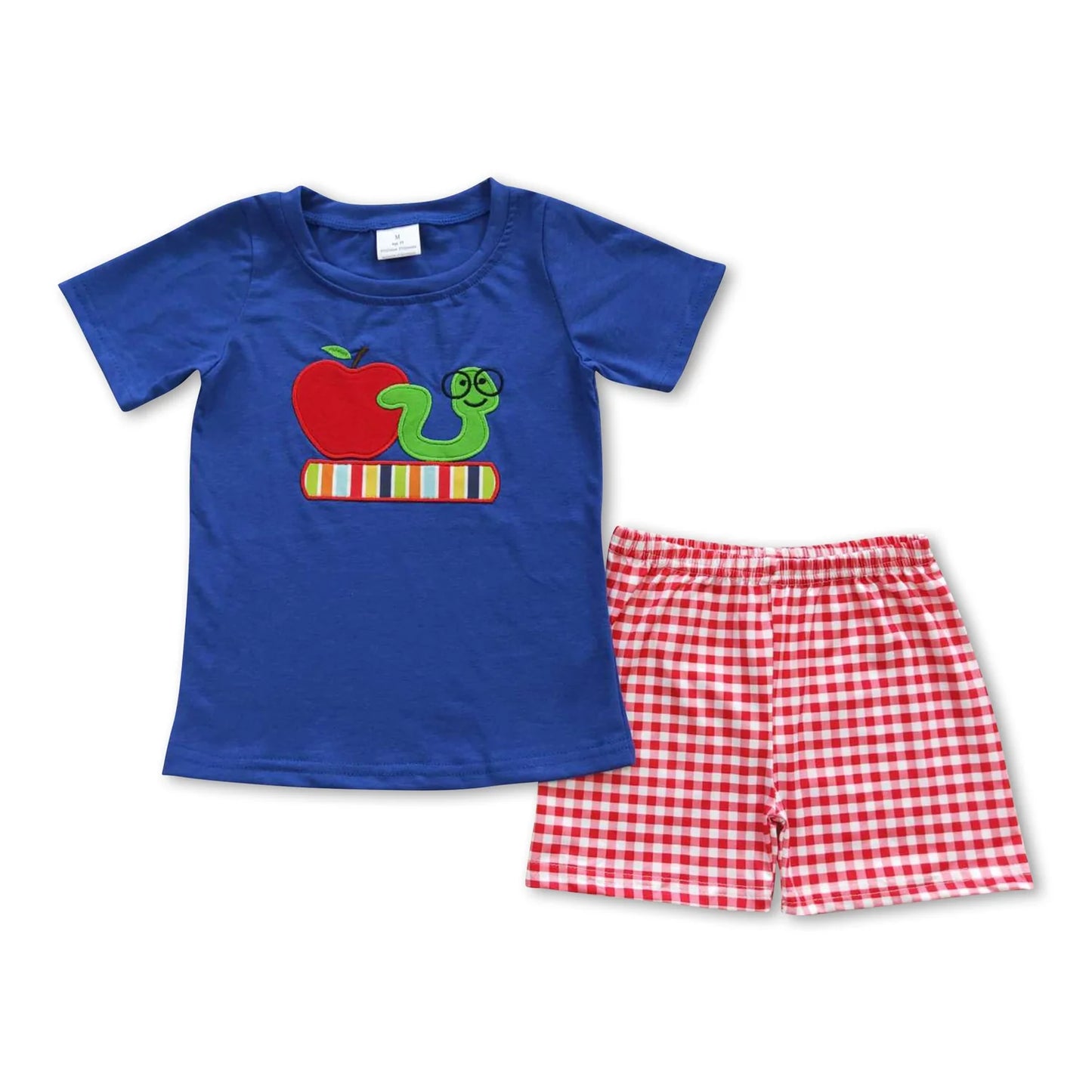 RTS NO MOQ Sibling milk silk Baby Boys Back To School Top And Shorts Two Piece Casual Outfit