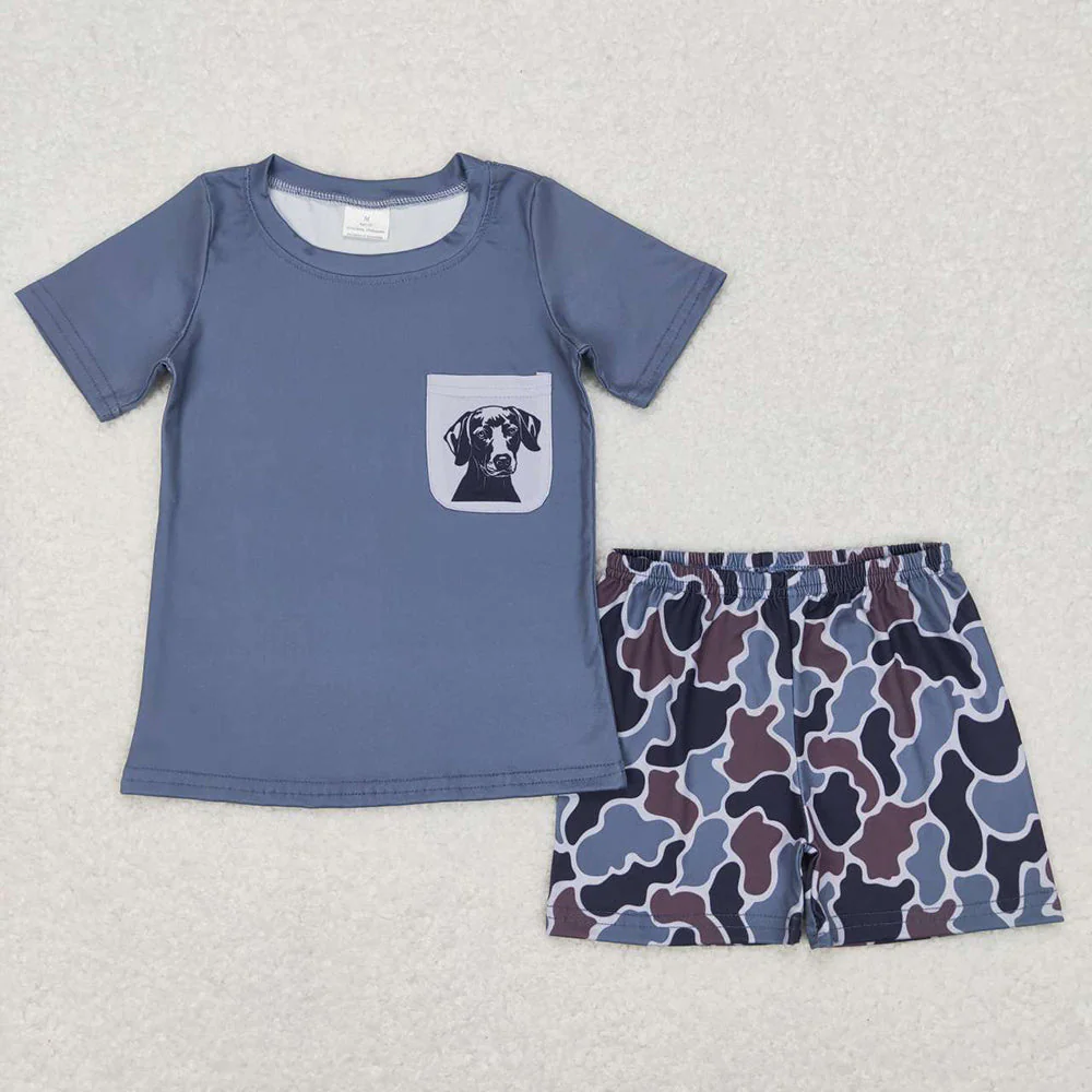 RTS NO MOQ baby boy Clothes camouflage short sleeve shorts Sets